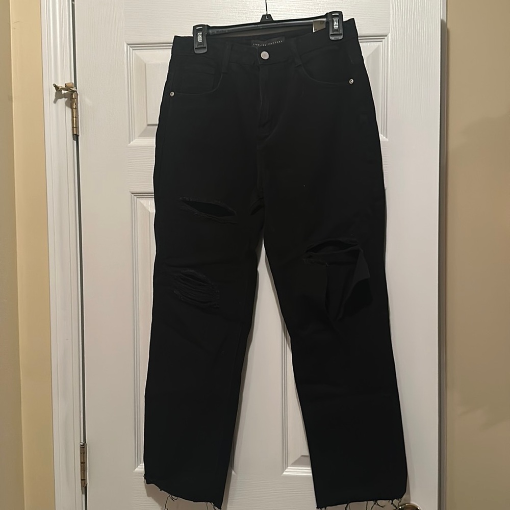 English factory black distressed jeans